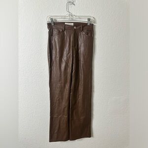Brown Boot Cut Leather Pants